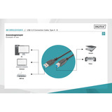 Digitus USB 3.2 Gen 1 tilslutningskabel USB-A > USB-B Sort