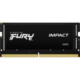 Kingston FURY FURY 16 GB 6400 MT/s DDR5 CL38 SODIMM Impact XMP, Hukommelse Sort, 16 GB, 1 x 16 GB, DDR5, 262-pin SO-DIMM, Sort
