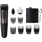 Philips MULTIGROOM Series 3000 9-i-1 med 9 redskaber, ansigt og hår, Hår Trimmer Sort, ansigt og hår, Sort, Rektandel, Skæg, Øre, Øjenbryn, Overskæg, Næse, Rustfrit stål, Batteri, 60 min.