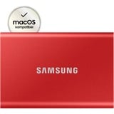SAMSUNG Portable SSD T7 2000 GB Rød, Solid state-drev Rød, 2000 GB, USB Type-C, 3.2 Gen 2 (3.1 Gen 2), 1050 MB/s, Beskyttelse af adgangskode, Rød