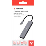 Verbatim USB-C Essentials Multiport-hub, kortlæser, Docking station Sølv