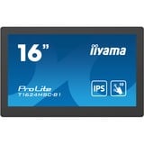 iiyama T1624MSC-B1 skilte display Interaktivt fladpanel 39,6 cm (15.6") LED 450 cd/m² Fuld HD Sort Berøringsskærm 24/7, LED-skærm Sort, Interaktivt fladpanel, 39,6 cm (15.6"), LED, 1920 x 1080 pixel, 24/7