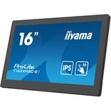 iiyama T1624MSC-B1 skilte display Interaktivt fladpanel 39,6 cm (15.6") LED 450 cd/m² Fuld HD Sort Berøringsskærm 24/7, LED-skærm Sort, Interaktivt fladpanel, 39,6 cm (15.6"), LED, 1920 x 1080 pixel, 24/7