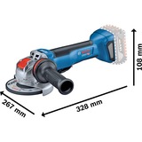 Bosch GWX 18V-10 P PROFESSIONAL vinkelsliber 9000 rpm 1000 W 1,9 kg Blå/Sort, 9000 rpm, Batteri, 1,9 kg, Børsteløs motor