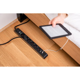 Brennenstuhl Stikdåse 6-vejs med 1x USB-C, 1x USB-A, Strømskinne Sort/antracit