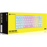 Corsair CH-9194114-DE - tastatur USB Tysk Hvid, Gaming-tastatur Hvid, DE-layout, Cherry MX RGB Speed Silver, 60%, USB, Mekanisk, RGB LED, Hvid