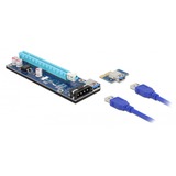 DeLOCK 41430 interface-kort/adapter Intern PCIe, USB 3.2 Gen 1 (3.1 Gen 1), Riser kort PCIe, PCIe, USB 3.2 Gen 1 (3.1 Gen 1), Sort, Blå, Grå, PC, 0,8 Gbit/sek., 128,2 mm