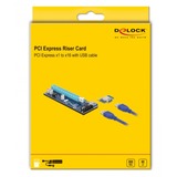 DeLOCK 41430 interface-kort/adapter Intern PCIe, USB 3.2 Gen 1 (3.1 Gen 1), Riser kort PCIe, PCIe, USB 3.2 Gen 1 (3.1 Gen 1), Sort, Blå, Grå, PC, 0,8 Gbit/sek., 128,2 mm