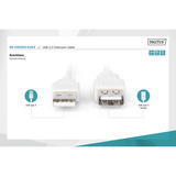 Digitus USB 2.0 forlængerledning, USB-A stik > USB-A hunstik Beige