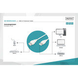 Digitus USB 2.0 forlængerledning, USB-A stik > USB-A hunstik Beige