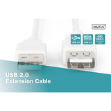 Digitus USB 2.0 forlængerledning, USB-A stik > USB-A hunstik Beige