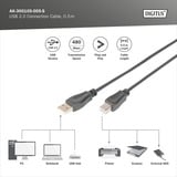Digitus USB 2.0 tilslutningskabel USB-A (stik) > USB-B (stik) Sort