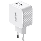 Nevox 65W DUAL USB-C (PD) QC3.0 Oplader GaN Hvid