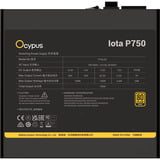 Ocypus Iota P750 Black, PC strømforsyning Sort