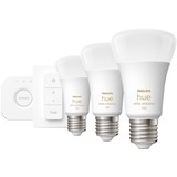 Philips Hue Startsæt: 3 x E27 pærer (1100lm) + Dimmer switch, LED-lampe Philips Hue White ambiance Startsæt: 3 x E27 pærer (1100lm) + Dimmer switch, Intelligent belysningssæt, Hvid, Bluetooth/Zigbee, LED, E27, Cool dagslys, Varm hvid