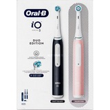 Procter & Gamble Oral-B iO Series 3N Duo, El-tandbørste Sort/Rosa, Voksen, Vibrerende tandbørste, Daglig pleje, Sensitiv, Blegning, Sort, Rose, Hvid, Rund, Batteri