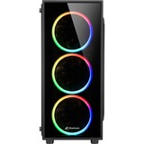 Sharkoon TG4 Midi Tower Sort, Towerkabinet Sort, Midi Tower, PC, Sort, ATX, micro ATX, Mini-ITX, Hærdet glas, Blå, Grøn, Rød