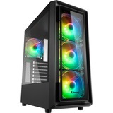 Sharkoon TK4 RGB Midi Tower Sort, Towerkabinet Sort, Midi Tower, PC, Sort, ATX, micro ATX, Mini-ITX, Flere, Kabinet faner