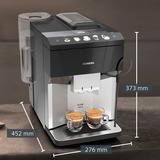Siemens EQ.500 TP505D01 kaffemaskine Fuld-auto Espressomaskine 1,7 L, Kaffe/Espresso Automat Inox/Sort, Espressomaskine, 1,7 L, Kaffebønner, Indbygget kværn, 1500 W, Metallic, Sølv