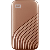 WD My Passport 2000 GB Guld, Solid state-drev Guld, 2000 GB, USB Type-C, 3.2 Gen 2 (3.1 Gen 2), 1050 MB/s, Beskyttelse af adgangskode, Guld