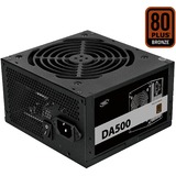 DeepCool DA500 enhed til strømforsyning 500 W 20+4 pin ATX Sort, PC strømforsyning Sort, 500 W, 100 - 240 V, 8 A, Aktiv, 110 W, 456 W