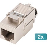 Digitus Keystone-modul Cat. 8.1, afskærmet, 2 stk., Keystone modul Sølv