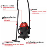 EINHELL TC-VC 1930 A, Våd / tør støvsuger Rød/Sort
