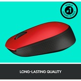 Logitech M171 mus Ambidextrous RF trådløst Optisk 1000 dpi Rød, Ambidextrous, Optisk, RF trådløst, 1000 dpi, Rød