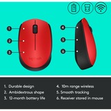Logitech M171 mus Ambidextrous RF trådløst Optisk 1000 dpi Rød, Ambidextrous, Optisk, RF trådløst, 1000 dpi, Rød