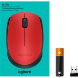 Logitech M171 mus Ambidextrous RF trådløst Optisk 1000 dpi Rød, Ambidextrous, Optisk, RF trådløst, 1000 dpi, Rød
