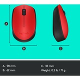 Logitech M171 mus Ambidextrous RF trådløst Optisk 1000 dpi Rød, Ambidextrous, Optisk, RF trådløst, 1000 dpi, Rød