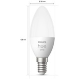 Philips Hue Kerte - E14 pære - 1-pak, LED-lampe Philips Hvide Hue pærer Kerte - E14 pære - 1-pak, Smart pære, Hvid, Bluetooth/Zigbee, Integreret LED, E14, Varm hvid