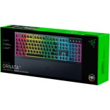 Razer Ornata V3 tastatur USB QWERTZ Tysk Sort, Gaming-tastatur Sort, DE-layout, Razer Hybrid Mecha Membran, Fuld størrelse (100 %), USB, Membran, QWERTZ, RGB LED, Sort