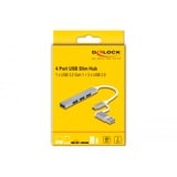 DeLOCK 4-port slank USB-hub med USB Type-C eller USB Type-A, USB hub 