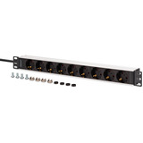 Digitus Stikdåse 19" PDU med aluminiumprofil, 9-vejs, Strømskinne Sort/aluminium