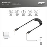 Digitus USB 2.0 spiral kabel USB-C > USB-C Sort