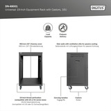 Digitus Universal 19-tommer udstyrsrack med hjul, Rack server kabinet Sort