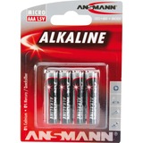 Ansmann 5015553 husholdningsbatteri Engangsbatteri Alkaline Engangsbatteri, Alkaline, 1,5 V, 4 stk, Flerfarvet, 10,5 mm