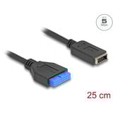 DeLOCK 19-pin USB-stik til USB Type-E Key A-stik, Adapter Sort/Blå