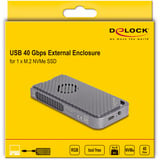 DeLOCK Kabinet til drev M.2 NVMe USB 40 Gbps gamingstil, Drev kabinet grå