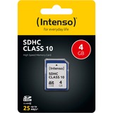 Intenso 4GB SDHC Klasse 10, Hukommelseskort 4 GB, SDHC, Klasse 10, 25 MB/s, Stødresistent, Temperaturbestandigt, Røntgenbestandig, Sort