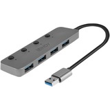 Lindy 43309 interface hub USB 3.2 Gen 1 (3.1 Gen 1) Type-A 5 Mbit/s Grå, USB hub USB 3.2 Gen 1 (3.1 Gen 1) Type-A, USB 3.2 Gen 1 (3.1 Gen 1) Type-A, 5 Mbit/s, Grå, Acrylonitrilbutadienstyren, Aluminium, Polykarbonat (PC), USB