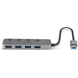 Lindy 43309 interface hub USB 3.2 Gen 1 (3.1 Gen 1) Type-A 5 Mbit/s Grå, USB hub USB 3.2 Gen 1 (3.1 Gen 1) Type-A, USB 3.2 Gen 1 (3.1 Gen 1) Type-A, 5 Mbit/s, Grå, Acrylonitrilbutadienstyren, Aluminium, Polykarbonat (PC), USB