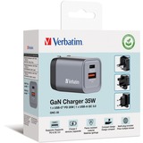Verbatim GNC-35 Universel Sort, Grå Vekselstrøm Hurtig opladning Indendørs, Oplader grå, Indendørs, Vekselstrøm, 20 V, Sort, Grå
