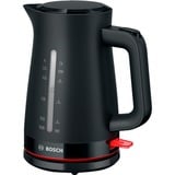 Bosch TWK3M123 elkedel 1,7 L 2400 W Sort Sort, 1,7 L, 2400 W, Sort, Vandmåler, Overophedningsbeskyttelse, Ledningsfri