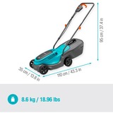 GARDENA Batteridrevet plæneklipper PowerMax 30/18V P4A klar-til-brug sæt, 18Volt Sort/Turkis