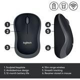 Logitech M185 mus Ambidextrous RF trådløst Optisk 1000 dpi grå, Ambidextrous, Optisk, RF trådløst, 1000 dpi, Grå, Detail