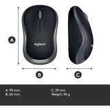 Logitech M185 mus Ambidextrous RF trådløst Optisk 1000 dpi grå, Ambidextrous, Optisk, RF trådløst, 1000 dpi, Grå, Detail