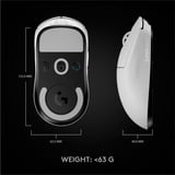 Logitech Pro X Superlight mus Højre hånd RF trådløst 25600 dpi, Gaming mus Hvid, Højre hånd, RF trådløst, 25600 dpi, 1 ms, Hvid