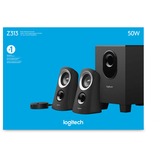 Logitech Z313 25 W Sort 2.1 kanaler, PC-højttaler Sort/Sølv, 2.1 kanaler, 25 W, PC, Sort, 50 W, Ledningsført, Detail